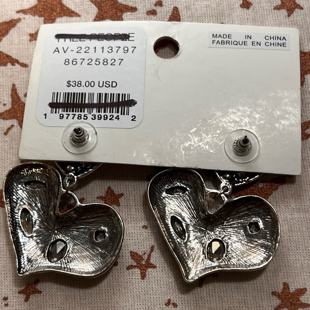 Free People My Everything Heart Gemstone Dangle Earrings in Silver - Picture 5 of 5